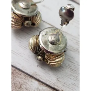 Vintage Clip On Earrings - Gold Tone Ball Cluster 0.75" - Stamped Japan thumbnail 5