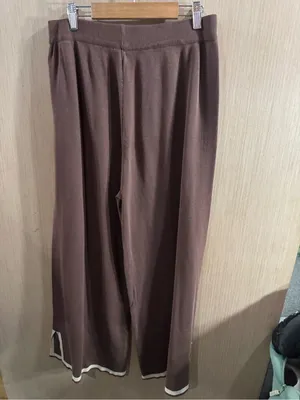 Source Unknown Women’s Wide-Leg Knit Pants in Chocolate Brown Size Large thumbnail 3