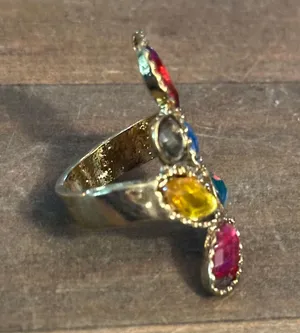 Vintage multicolor gemstone ring Gold thumbnail 7