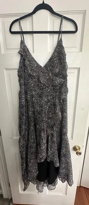 Express Maxi Dress Black White Spotted Dress thumbnail 1