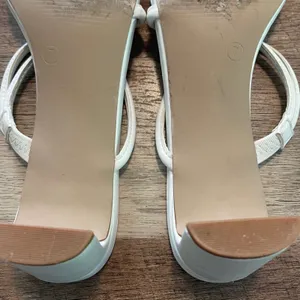 Journee Collection Strappy Heeled Sandals Women 7 White Minimalist Block Heel thumbnail 5