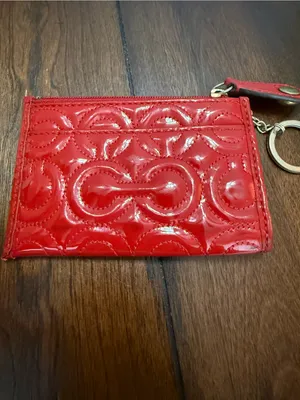 VTG Coach Signature Coin Pouch Keychain Wallet. Red thumbnail 2