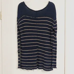 Free People Navy & White Striped Long Sleeve Tunic thumbnail 2