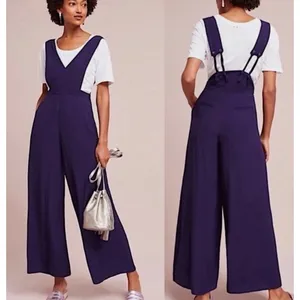 Maeve Anthropologie Purple‎ Overall Jumpsuit Suspender Wide Leg Sz 0 Boho *Flaw* thumbnail 2