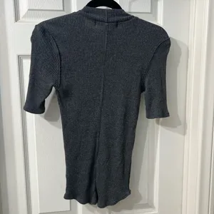 Free People We The Free Ribbed Mock Neck Top – Gray Size M thumbnail 3
