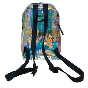 Equinox Women's Metallic Transparent Hologram Iridescent Waterproof Backpack OS thumbnail 4