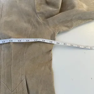 AMI Womens Genuine Suede Leather Jacket Large Tan Full Zip Pockets Lined Neutral thumbnail 8