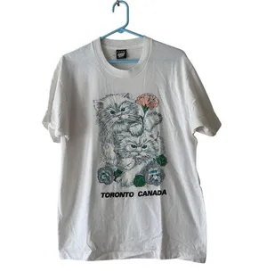 Vintage Toronto Canada Cat Graphic T-Shirt XL Screen Stars Best White Cat Lovers thumbnail 1