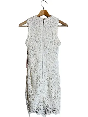 Aqua Crochet Mini Dress Women's XXS White Bridal Bachelorette Cocktail Party NWT thumbnail 6