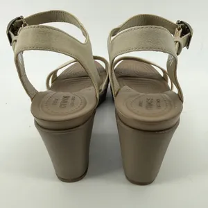 Crocs Leigh II Ankle Strap Wedge Sandal Beige Tan Women 10 Y2K Comfy Beach Vacay thumbnail 5