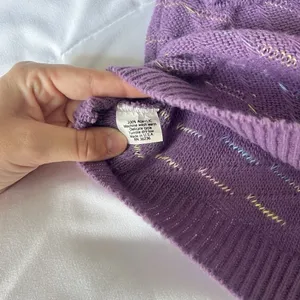 Vintage 80s Purple Womens Pullover Sweater Cardigan Made In USA Whimsy‎ Retro thumbnail 3