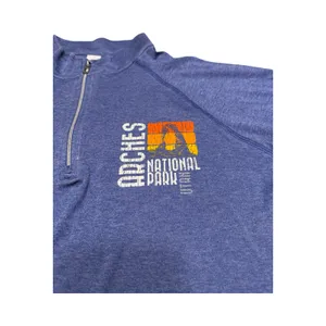 BAW Arches‎ National Park Quarter Zip Pullover Blue Heather Ladies XL Thumbholes thumbnail 2