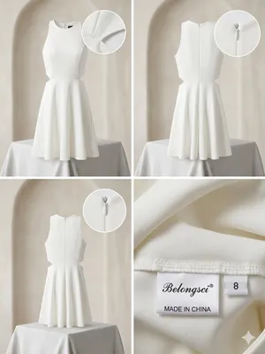 Sleeveless White Mini Dress with Side Cutouts thumbnail 2