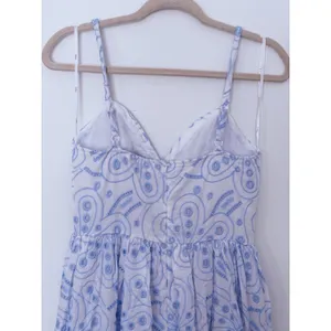 Lulus Floral Eyelet Embroidered Midi Dress Small White Blue Preppy Party Greece thumbnail 10