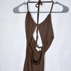 Meshki Maddie Ribbed Chocolate Brown Maxi Dress thumbnail 5