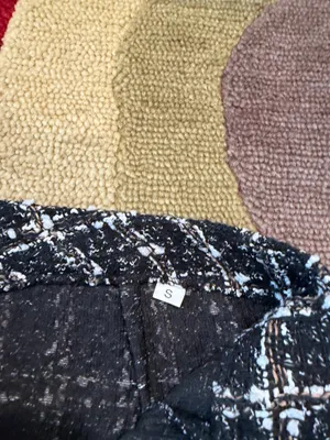 Shein Tweed Short Mini Skirt High Waisted Black White Tan Faux Pearls Size Small thumbnail 3