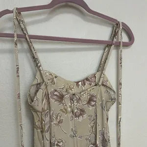 Vintage Next Left 90s Floral Beige Maxi Dress Chic Whimsygoth Fairy thumbnail 3