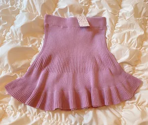 Free People Purple Ribbed Mini Skirt Women’s XS Boho Coquette thumbnail 1