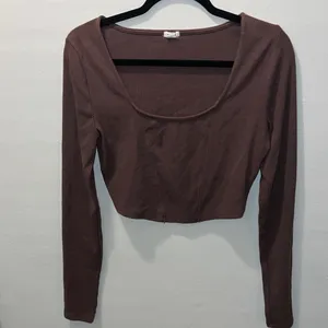 Garage Brown Long Sleeve Crop Top thumbnail 2