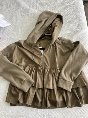 ZARA Womens Hooded Ruffle Zip Jacket thumbnail 1