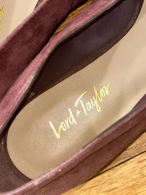 Lord & Taylor Designer Merlot Suede Pointed Mary Jane Flats with Studded Straps thumbnail 7