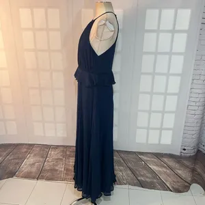 ASOS Navy Chiffon Ruffle Waist Halter Sleeveless Lined Maxi Dress Size 10 thumbnail 9