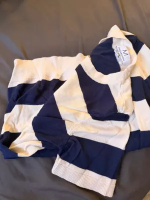 Magaschoni short sleeve blue striped top thumbnail 1