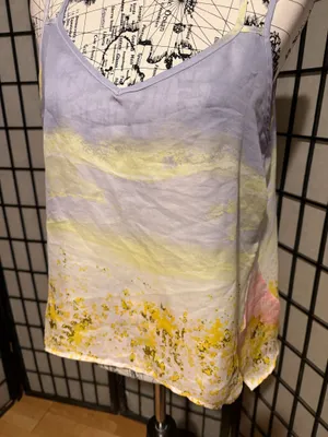 Oak + Fort Olive & Oak strappy tank top silky texture Yellow Camisole ombre Sz L thumbnail 2