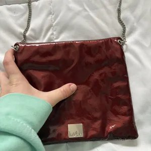KOOBA Envelope Style Patent Leather Clutch Crossbody Shoulder‎ Chain Dark Red thumbnail 13