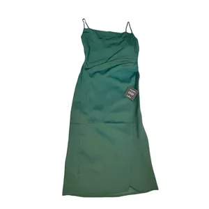 NWT - Lulus Bonafide Babe Emerald Satin Sleeveless Ruched Midi Dress!- Size S thumbnail 10