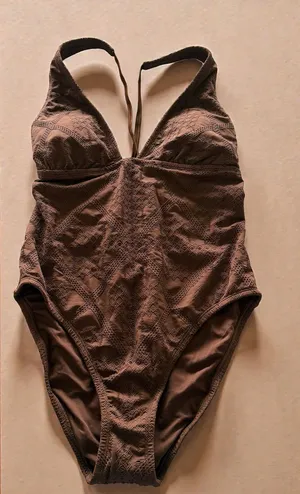 Shade & Shore Brown Textured One-Piece‎ Swimsuit thumbnail 1