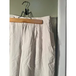 A New Day Women's Sz 6 Wide Leg Pant Cream White Pleated High Rise Pockets Rayon thumbnail 5