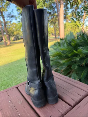 Børn Black Leather Knee High Harness Riding Boots Size 8 $200 Retail thumbnail 5
