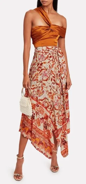 $498 NEW AMUR Nova Paisley Silk Wrap Maxi Skirt Size 4 thumbnail 1