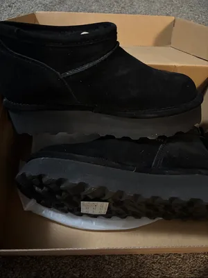 BearPaw Black Suede Ankle Booties with Rugged Sole thumbnail 2