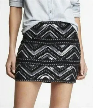 ✨ Women's Black Aztec Sequin 2-In-1 Mini Skirt✨ thumbnail 1