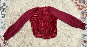 Free people velvet and lace blouse XS thumbnail 1