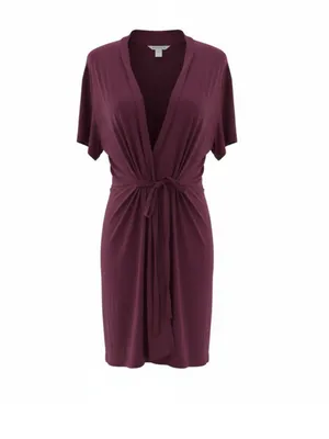 Athleta | Nighttime Bliss Short Sleeve Robe Plum Wrap Loungewear Bathrobe Relax thumbnail 4