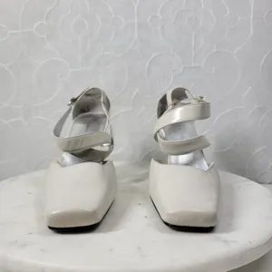 Apostrophe Cate Heels Womens 7.5 White Leather Square Toe Bridal‎ Wedding Party thumbnail 5