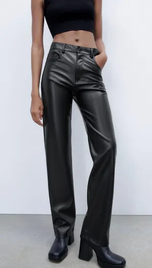 ZARA Faux Leather Straight Leg Pants thumbnail 2