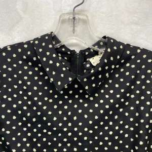 Coincidence & Chance Crop Top S‎ Black Cream Polka Dot LS Mock Neck Blouse thumbnail 4