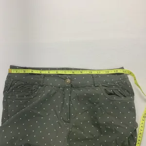 Made in Italy‎ Star Print Pants Womens XL Olive Green Straight Leg Stretch 23 thumbnail 7