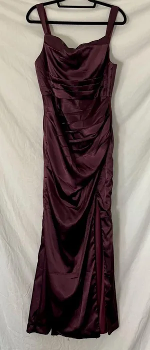 NWT Burgundy ruched leg slit formal prom dress - fits M thumbnail 1