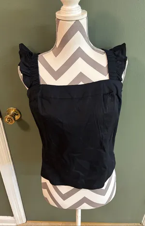 Lovesick Black Ruffled Strap Square Neck Tank Size L thumbnail 1