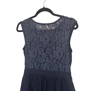 eShakti Navy Blue Lace Fit and Flare Dress Cap Sleeve Size 8 M HOCO Event‎ thumbnail 4