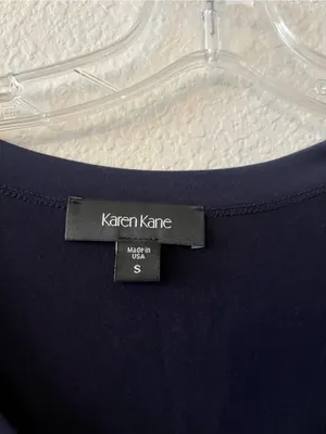 Karen Kane Dark Navy Scoop Neck Shift with‎ Fringe Trim small NEW thumbnail 3