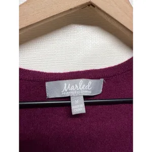 Marled 100% Cashmere Sweater Women M Cold Shoulder Twist Pullover Purple‎ V-Neck thumbnail 3