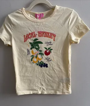 Edikted Cream Short Sleeve Tee with Fruit Graphic thumbnail 1