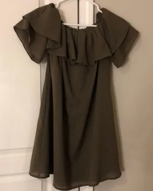 Army Green Off The Shoulder Dress thumbnail 3