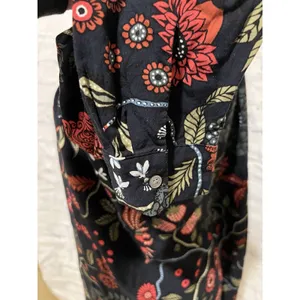 ANN TAYLOR LOFT WOMENS BOHO BLOUSE Navy FLORAL LONG SLEEVE Round Neck Medium thumbnail 4